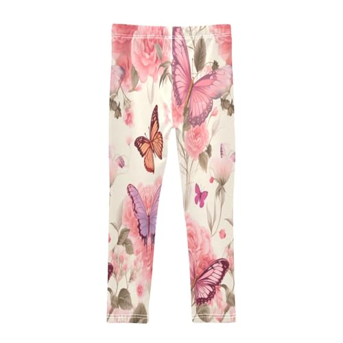 Toddler Girls Leggings Printed Yoga Pants Leggings Butterfly Pink Rose for Kids2
