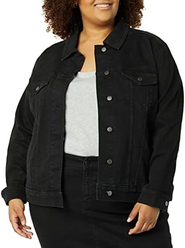 Amazon Essentials Women's Jean Jacket (Available in Plus Size), Black Wash, Medium