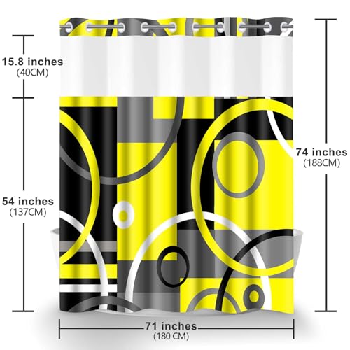 Rideau de douche abstraction bohème jaune au design géométrique simple et épuré - 3