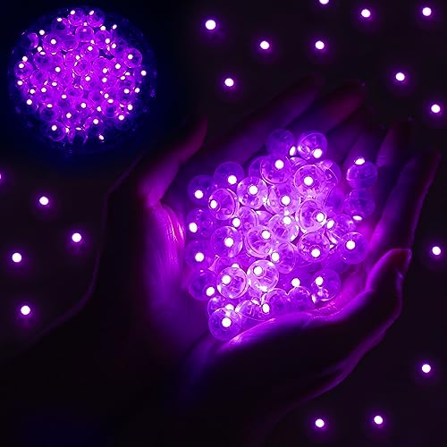Image of 50pcs Balloon Lights Mini Led Lights Round Long Standby Time Multicolor Ball Lamps Paper Lantern Balloon Liamps for Birthday Party Christmas Halloween Decoration Purple