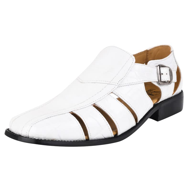 Sandales de pêcheur homme cuir bout fermé avec boucle réglable confortable