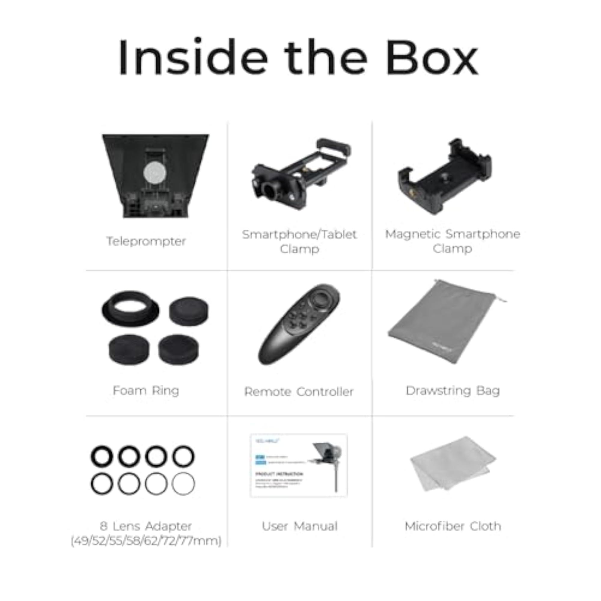 Portable 8 Teleprompter for Smartphone & DSLR