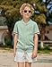 Arshiner Boys Knit Shirts Short Sleeve Button Down Shirt Vintage Fashion Casual Summer Beach Shirts for Kids 4-13 Years Light Green