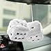 ygmoner Pair of Retro Square Mirror Hanging Couple Fuzzy Plush Dice with Dots for Car Interior Ornament Decoration (White)