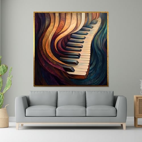 Lienzo abstracto de piano multicolor en formato 20x20 cm sin marco 4
