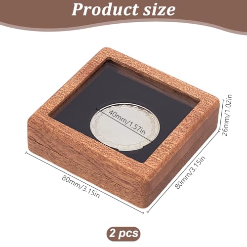 Caja de Madera para Monedas 2 Unidades 3.15 Pulg Cuadrada miniatura 2