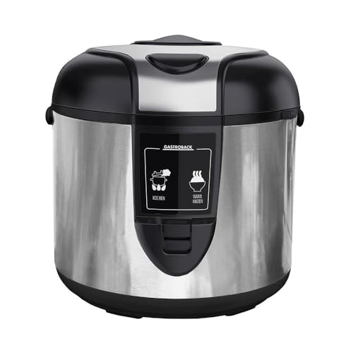 GASTROBACK Design Reiskocher - kein Überkochen - Automatisches Zubereiten von Reis, Basmati, Porridge, Dünsten von Gemüse Antihaft-Innentopf, Abschaltautomatik, Warmhaltefunktion