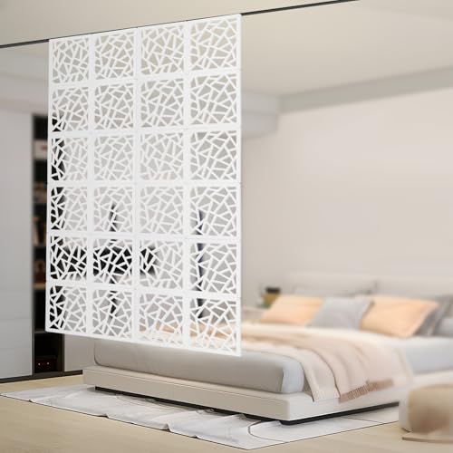 Hängender Raumteiler, 24 Stück Paravent Raumteiler Innen Weiß Hängepaneel für Zuhause, Hotel, Büro Dekoration