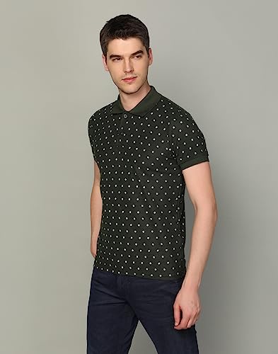 Image of INKKR Men's Printed Polo Neck Half Sleeve Multicolor T-Shirt