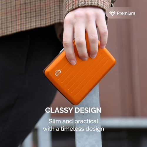Image of OGON -DESIGNS- Aluminum wallet, Large capacity with metal lock, RFID Protection against fraud and demagnetization, Smart Case OSLO Large model