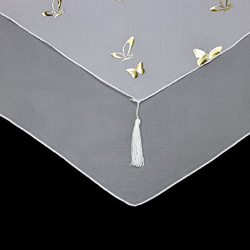 CORLIF Panel Curtain with Drawstring Kitchen Bistro Curtains Panneaux Voile Short Curtain Transparent Curtains with Butterfly Print Gold W x H 40 x 90 cm 1 Piece - Image 4
