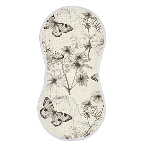 Butterflies Flowers Minimalist Burp Cloths for Babies Burp Rag Cotton Spit Up Rag for Baby Boy Girl2