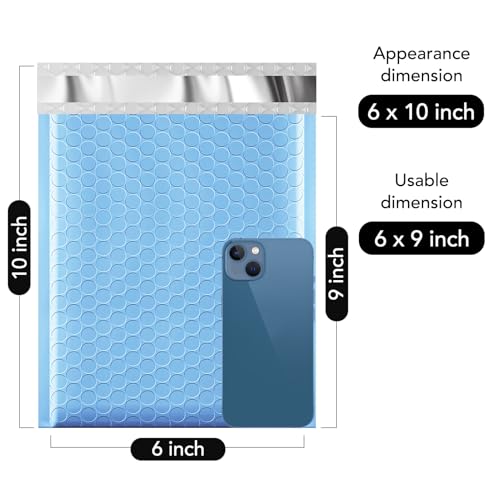 Image of Fuxury Bubble Mailer 6x10 inch 600 Pack Light Blue,Self-Seal Adhesive Packaging Bags, Waterproof Poly Bubble Mailers Bulk, Mailing Evenploves Packaging For Jewelry, Cards, Makeup, CD, Small Business #0