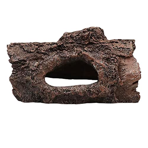Image of Small Resin Aquarium Hideout Log, Tree Trunk Fish Tank Decor Ornament, 5.31 in Hollow Cave with Multiple Openings, for Freshwater Tanks and Terrariums, Brown