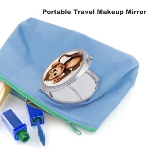 Espejo de Maquillaje Portátil Travel Cute Monkey Redondo miniatura 3