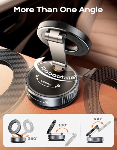 Image of Mohard Vacuum Magnetic Mobile Phone Holder Car for MagSafe Car Mount, 2025 Upgraded [Nano Gel + Suction Cup] Mobile Phone Holder Car Car, 360 Rotatable Foldable & 2400GF Strongest Magnet for iPhone