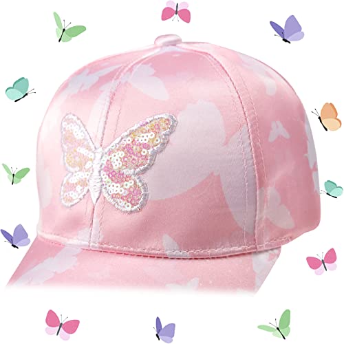 Mini Angel Girls Baseball Cap Kids Adjustable Ponytail Hat Glitter Shiny Messy Bun Cap Baseball Hat Children,Butterfly #TOP2