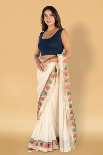 Image of Abhi Readymade Saree Blouse for Women- Sleeveless, Round Neck, Regular-fit, Stretchable, Pull-on Style Blouse