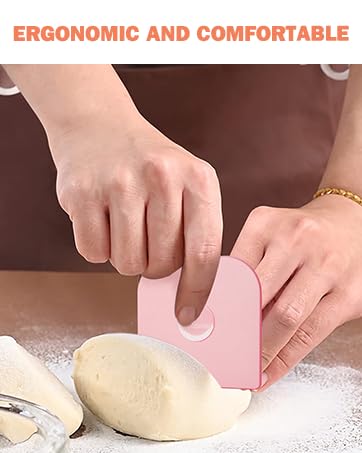 Image of Pan Scraper, 5 Pcs Pot Scraper Plastic, Pot Scraper Non Scratch for Cast Iron, Pot and Pan Cleaning, Sturdy Scraper Kitchen Tool, Pink