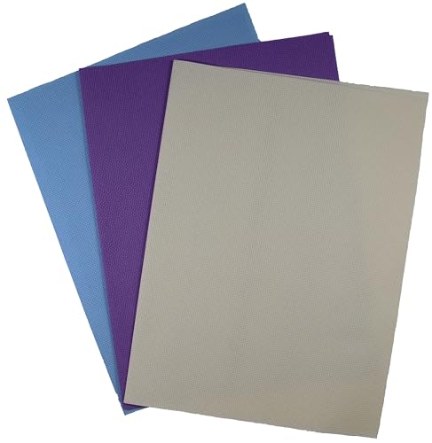 Image of KCS 3 pc of 12 inch x 18 inch(30cmx45cm) 18CT Counted Cotton Aida Cloth Cross Stitch Fabric (Cream+Light Blue+Lavender)
