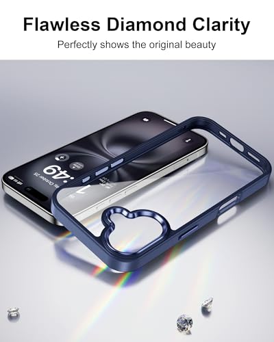 Image of HOOMIL Case for iPhone 16 6.1-Inch, Non-Yellowing, Drop Protection, Anti-Scratch Transparent Hard Back Phone Cover - Blue