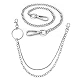 YUVKIN 2 pcs Stylish Stainless Steel Wallet Chain for Men and Women with Punk Keychain, Ideal as Pants or Jeans Chain for Bikers and Truckers (50cm) (Silver)