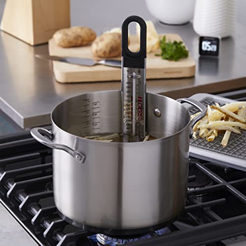 Image of KitchenAid KQ907 Curved Candy and Deep Fry Thermometer, TEMPERATURE RANGE: 100 F to 400 F /40 C to 200 C, Black