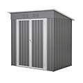 6x4 FT Outdoor Storage Shed, Metal Garden Shed with Frame Floor, Outside Tool Shed with Lockable Hinged Doors, Waterproof Storage Building with Sloped Roof for Backyard, Patio, Lawn, Gray