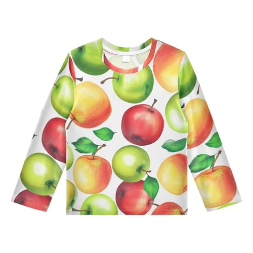 Red Green Fruit Boy's Rash Guard Swim Shirt Long Sleeve Sun Shirt for Kids Toddlers UPF50+