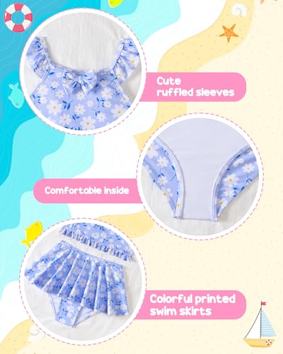 Image of Saeaby Toddler Little Girls Swimsuit Summer Halter Ruched Tankini 2 Piece Bathing Suit for Girl Beach Swimwear 3-8Y