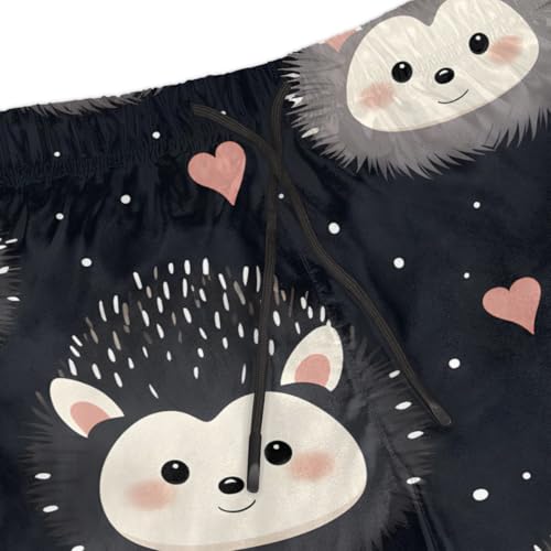 Men's Swim Trunks Size S Grey Hedgehogs with Mesh Lining Soft Breathable Quick Dry Beach Shorts Grayish Black4