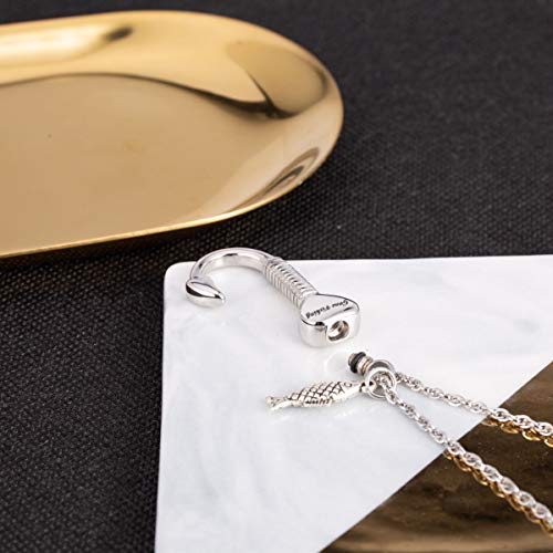 image for Gredstar Gone Fishing Urn Necklace for Ashes Fish Hook Cremation Urn P