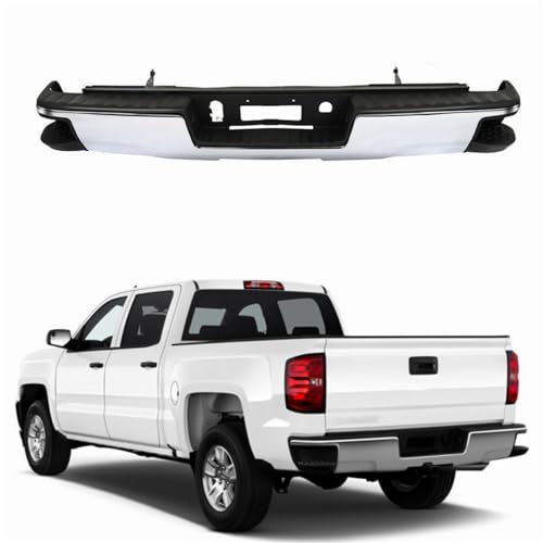 Silscvtt Chrome Steel Rear Bumper Replacement for Silverado Sierra 1500 2014 2015 2016 2017 2018 GM1103176 23154012