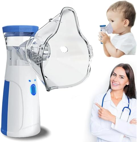 Image of HURRYSHOPPY Usb-c Rechargeable Nebulizer Machine for Adults and Kids, Super Quiet Portable Nebulizer for Baby, 2 Working Mode Travel and Household Use, Handheld Mesh Nebulizer for Breathing Problems