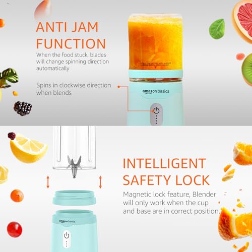 Image of Amazon Basics Portable Blender | 350 /500 ml Jar | USB Charging | Battery Operated and Rechargeable | 6 Stainless Steel Blades | 2x2000 mAh Batteries | 1 Year Warranty