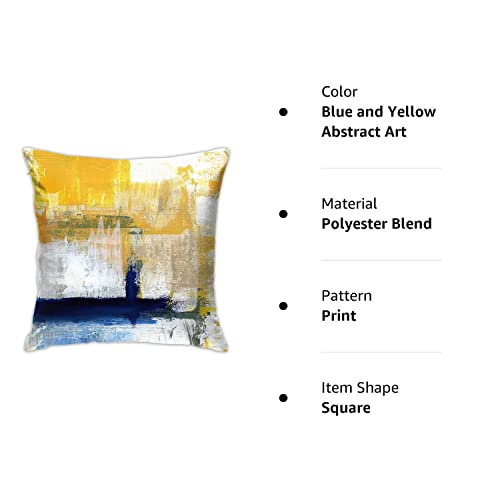 Nbfkdo Blue And Yellow Abstract Art Pillow Cover, Modern Gray Home Decorative Throw Pillows Covers Cushion Cover For Bedroom Sofa Living Room 18X18 In #TOP1