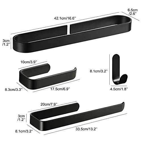 SHUNLI 3-teiliges Badezimmer-Set – Handtuchhalter, Kleiderhaken & Toilettenpapierhalter In Gebürstetem Nickel, Wandmontiert