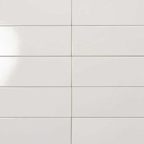 Tenedos Azulejo de pared de metro de cerámica blanca, 4 x 12 pulgadas, acabado brillante para cocina, ducha de baño, decoración de acento, chimenea