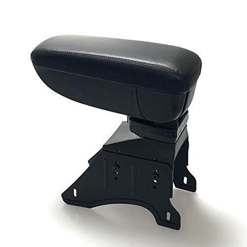 Black PU Leather Front Center Console Armrest Storage Box Universal Fit with Adjustable Bracket