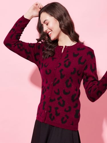 Image of Modeve Animal Print Round Neck Casual Women Sweater