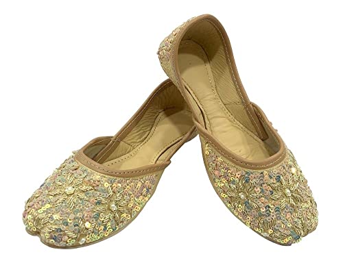 Stop n Style Gold Punjabi Juttis for Girls Mojari Toddler/Little Kid/Big Kid Party Flat Shoes Formal Beaded Jutti Girls Dress Slip on Juti2