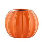 Halloween Pumpkin Ceramic Vase - Simulation Pumpkin for Dried and Fresh Flowers, Green Plants - Hydroponic Flower Pot for Autumn Harvest Festival, Fireplace, Tabletop, Living Room Decoration (Orange)