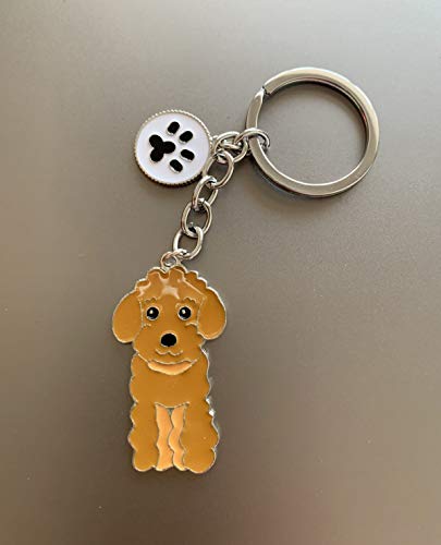 Schlüsselanhänger mit Hundemotiv, niedlicher Metall-Schlüsselanhänger, Taschenanhänger, tolles Geburtstgsgeschenk, 10 cm, (Brauner Pudel)