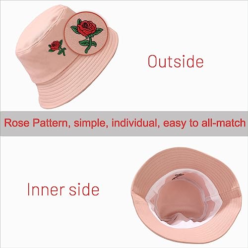 Image of Cotton Bucket Hat for Women Men Summer Travel Sun Beach Bucket Cap, Unisex Outdoor Fisherman Hat