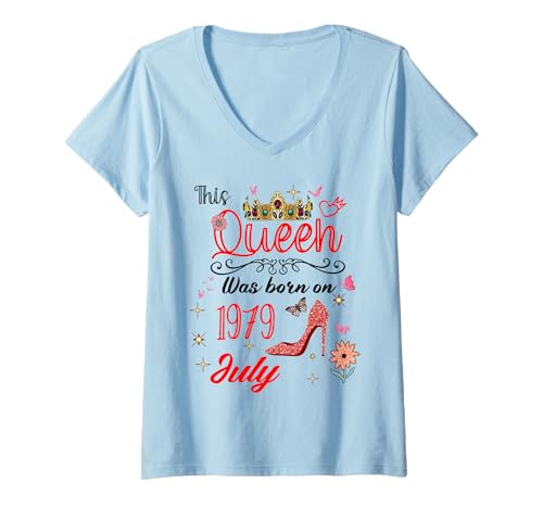Donna Luglio 1979 Compleanno Questa Regina è Nata Nel Luglio 1979 Maglietta con Collo a V