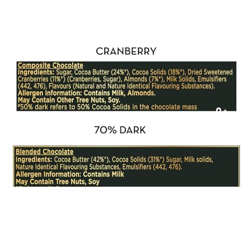 Image of Cadbury Bournville Dark Chocolate Bar Combo (3 x 70% Dark Chocolate Bar 75 g & 1 x Cranberry 78 g)