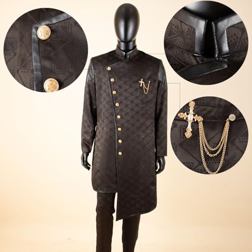 Men`s Suits African Clothes Slim Fit Single Breasted Full Sleeve Brooch PU Blazer and Pants Set3