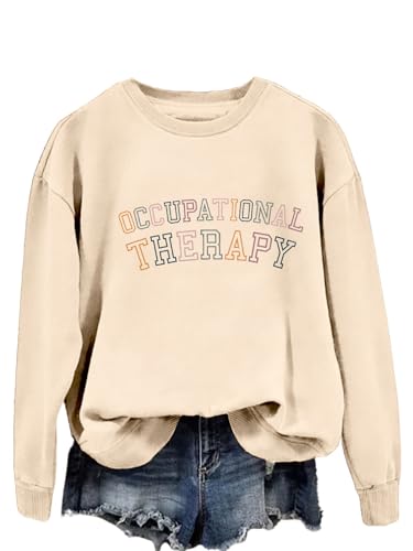 Womens Occupational Therapy Sweatshirt Cute Therapist Coworker Staff Shirt Colorful Letter Print Pullover Tops