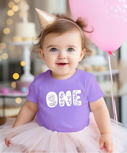 Image of Floral Numbers Ages 1-7 Birthday Girl Shirt for Baby & Toddler Youth Girls