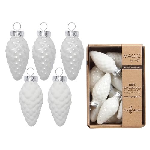 Christbaumschmuck Zapfen 4,5cm Glas 12 Stück - matt & glänzend -...